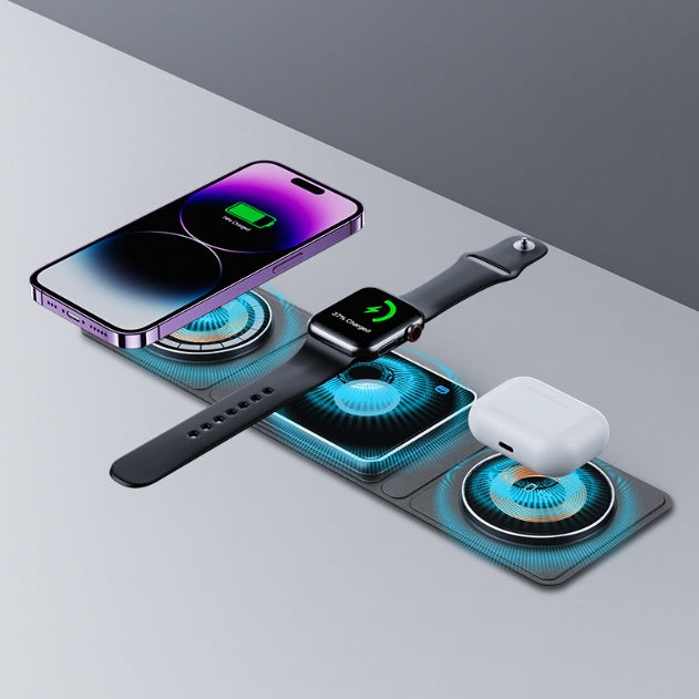 Magnetic Wireless Charger - 3-in-1 Folding Design hoozimstyle.com