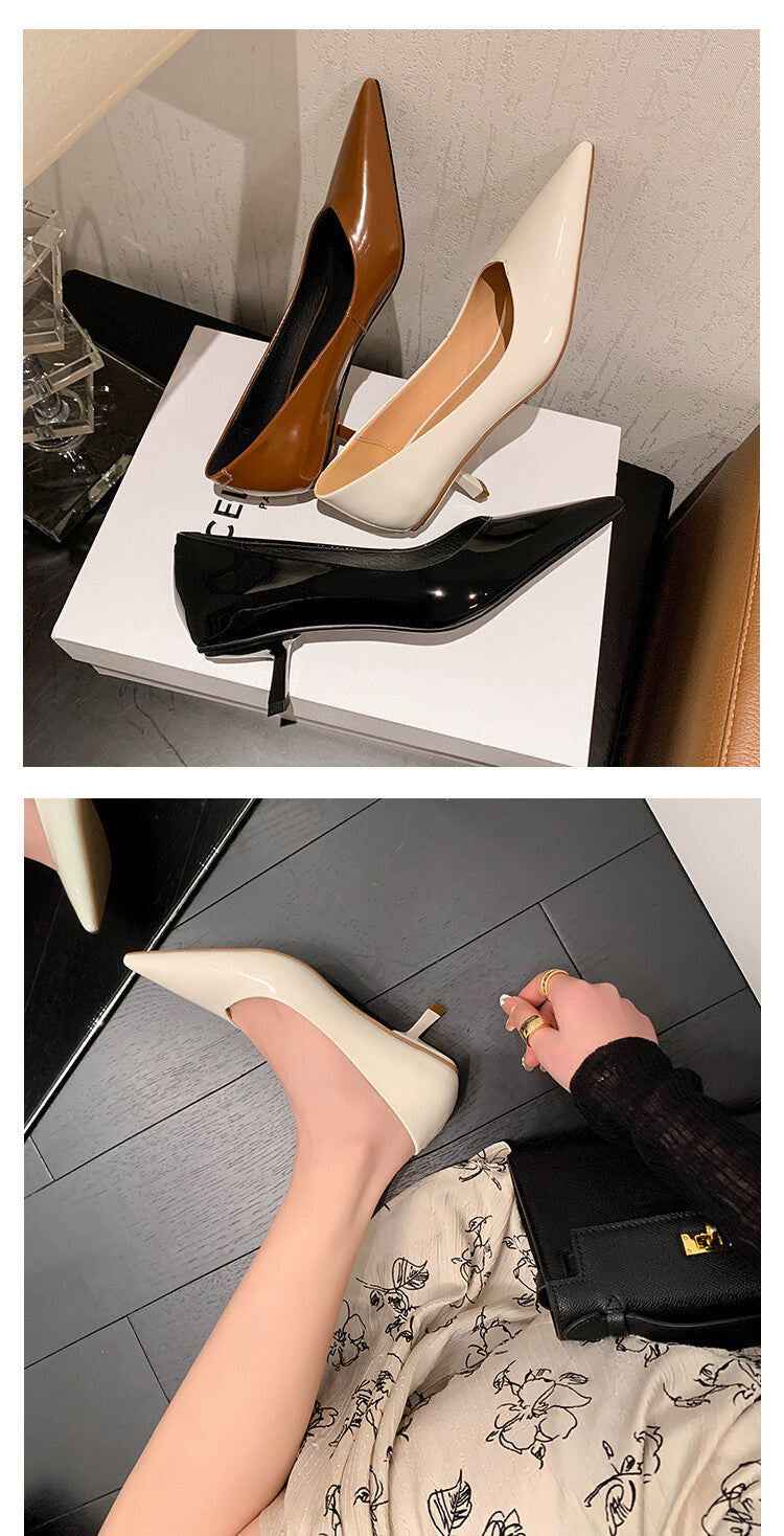 Elegant Stiletto Heels - Patent Sheepskin