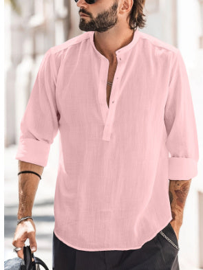 Men's Casual Stand-up Collar Door Barrel Shirt