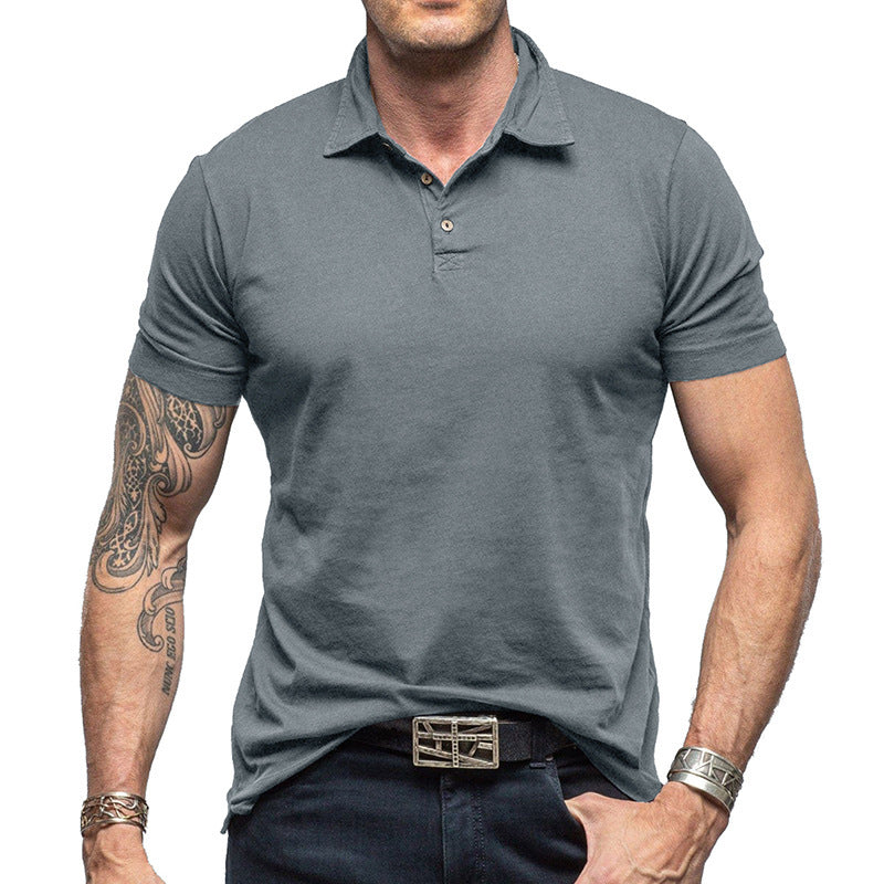 Men's Solid Color Short-sleeved Polo