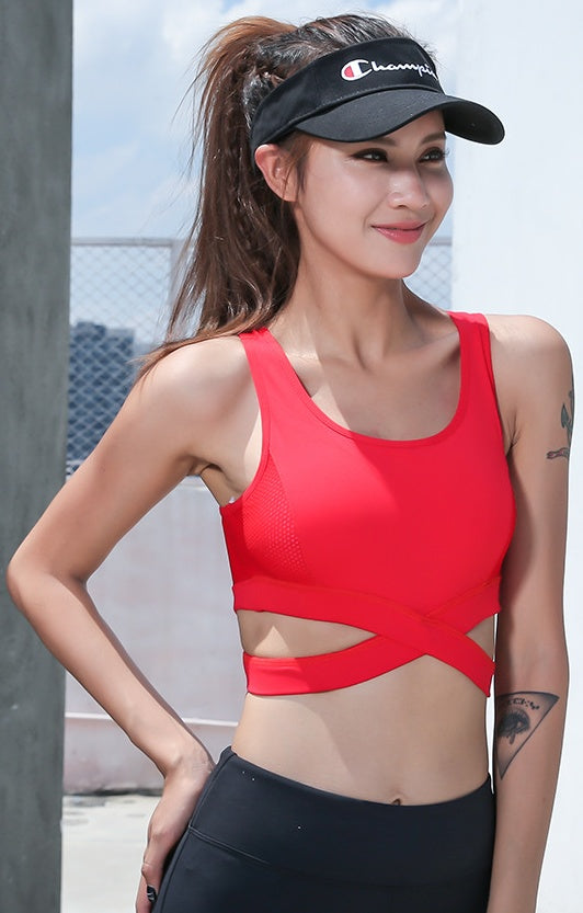 New fashion hollow-out splice yoga sports bra