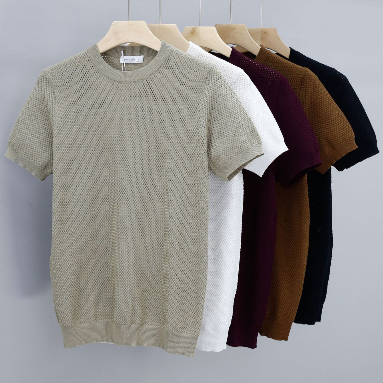 Men's Ice Silk Knitted Round Neck T-shirt