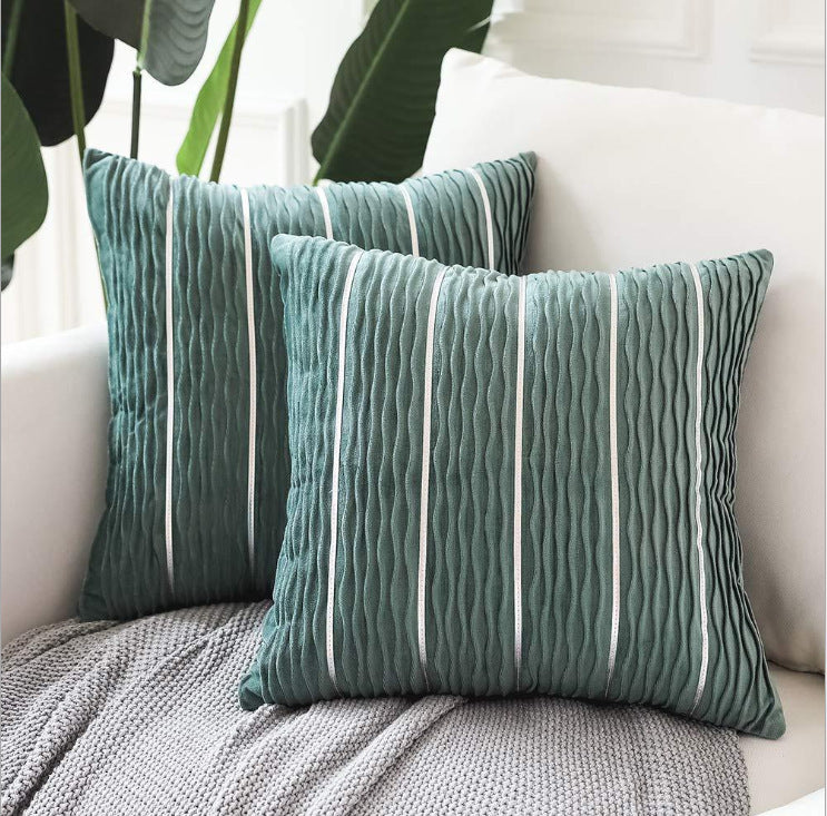 Velvet Striped Sofa Cushion Cover