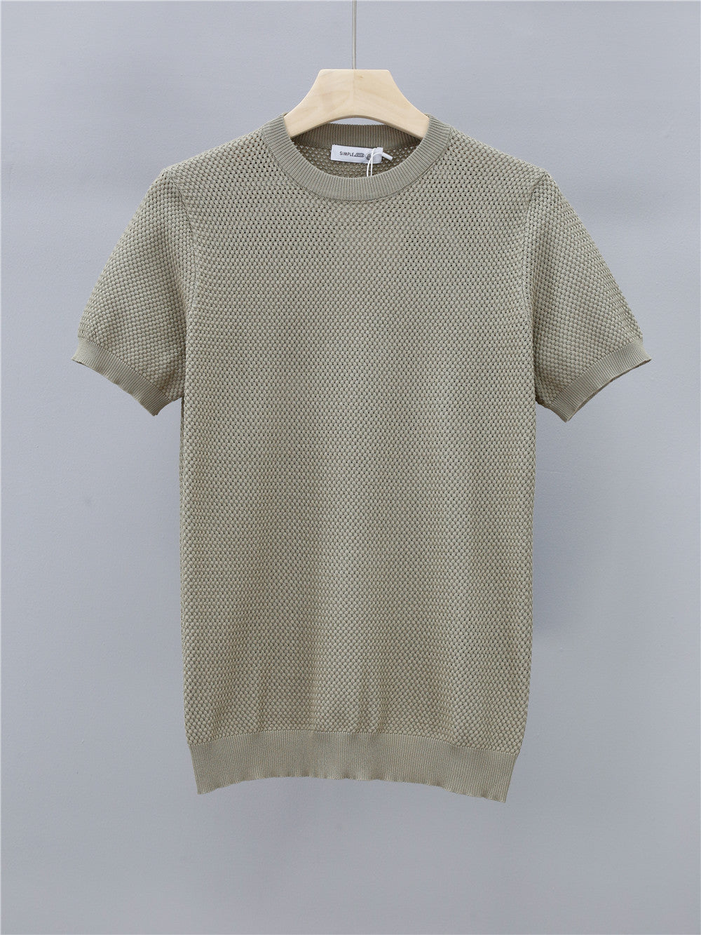 Men's Ice Silk Knitted Round Neck T-shirt