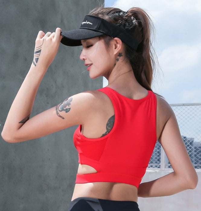 New fashion hollow-out splice yoga sports bra