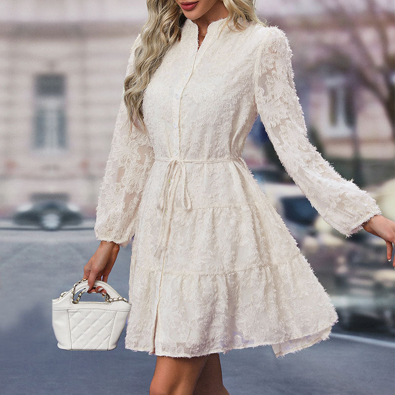 Lace-Tied Long Sleeve Dress