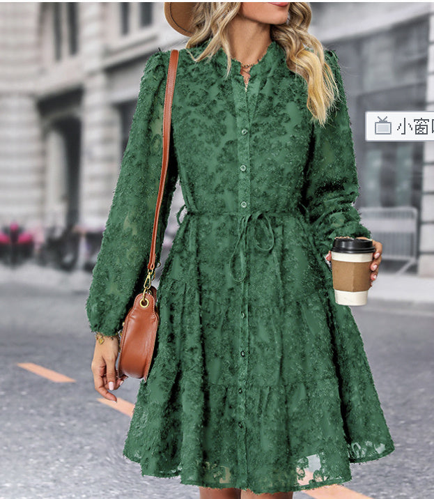 Lace-Tied Long Sleeve Dress