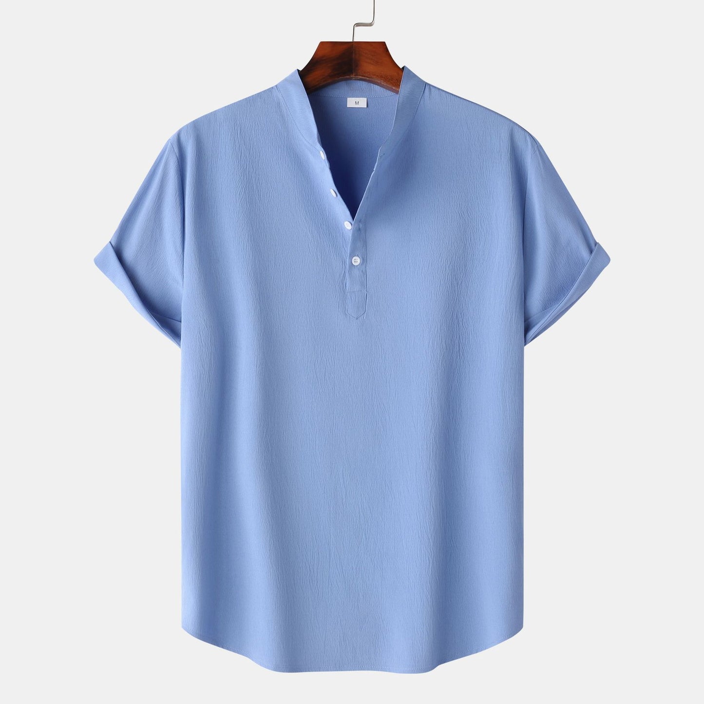 Men's Linen Pullover Stand Collar Shirt