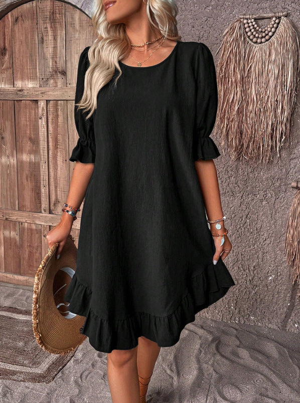 Graceful Short-Sleeved Dress