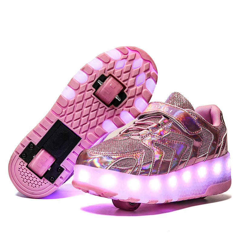 Two-Wheeled Heelys Charging Luminous Shoes