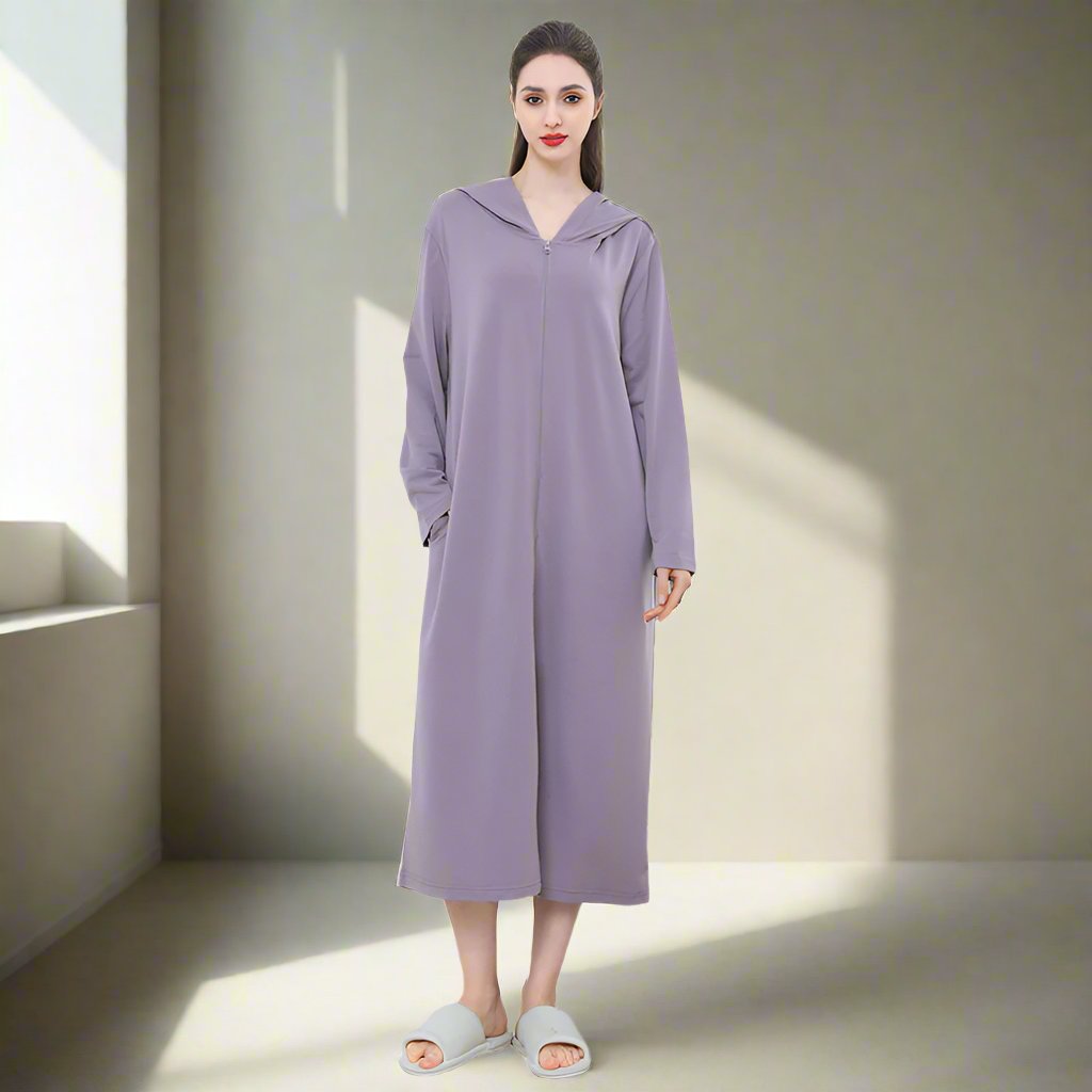 Zipper Bathrobe Couple Hooded Nightgown hoozimtyle.com