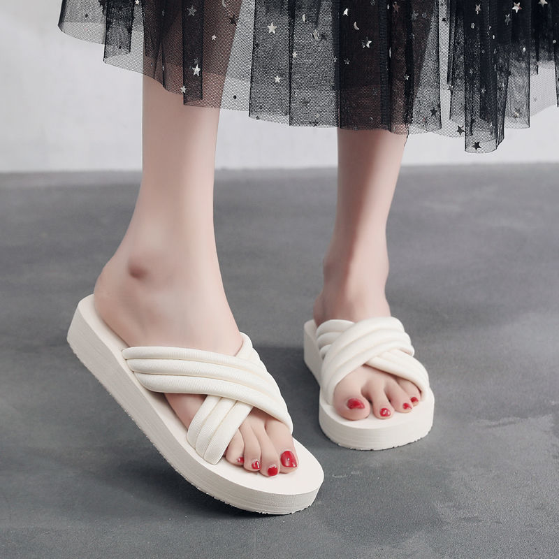 Women's Fashion Cross Thick Wedge-heel Slippers