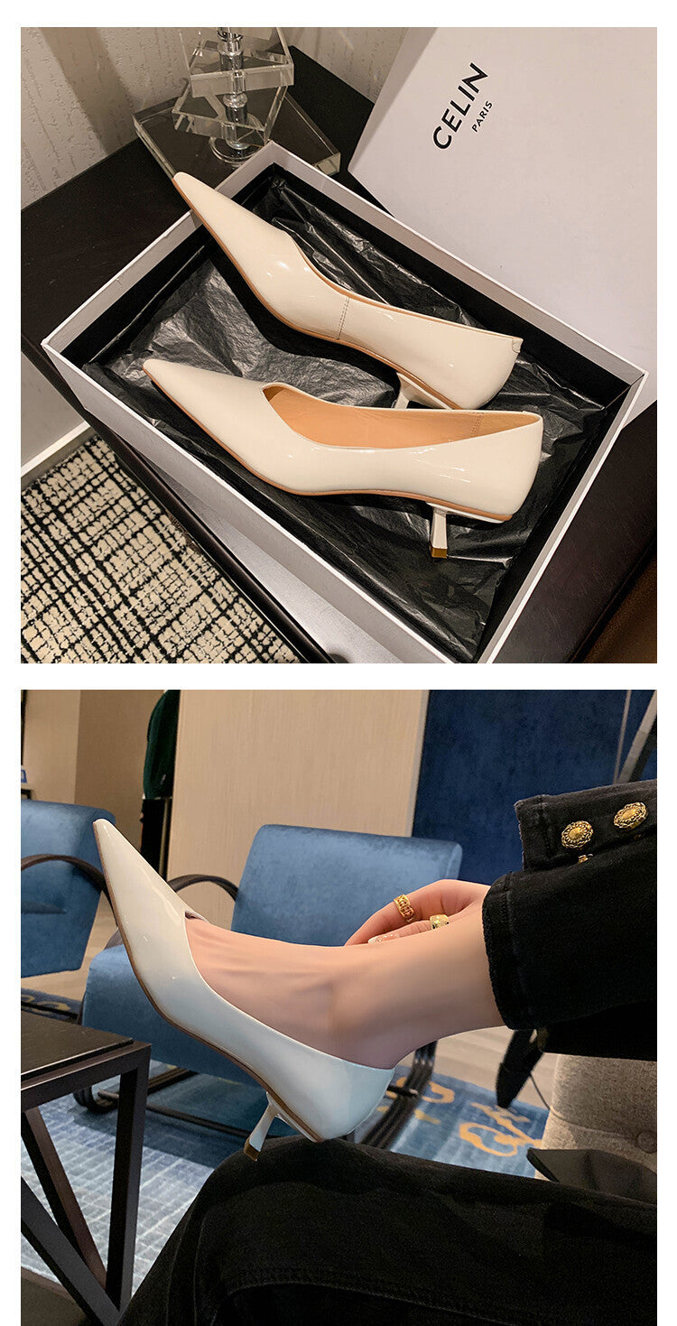 Elegant Stiletto Heels - Patent Sheepskin