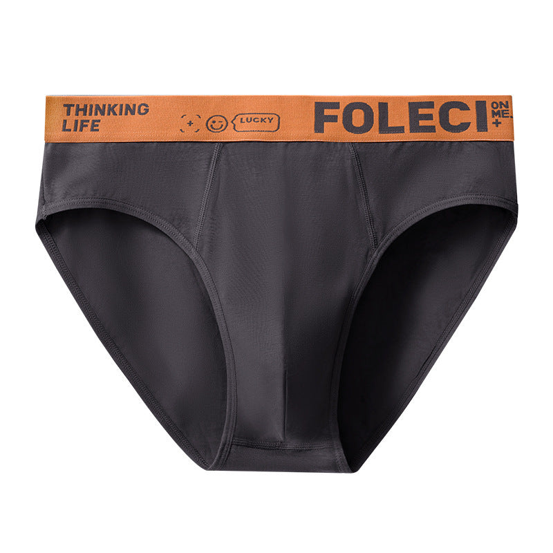 Men's Solid Color 3D Effect Text Briefs