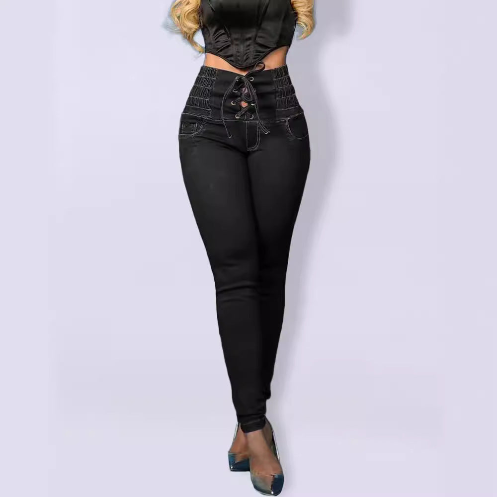 Women's High Waist Hip Lift Denim Trouser