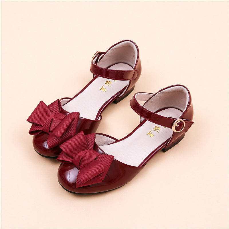 Patent Leather Shoes with Bow