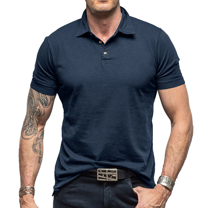 Men's Solid Color Short-sleeved Polo