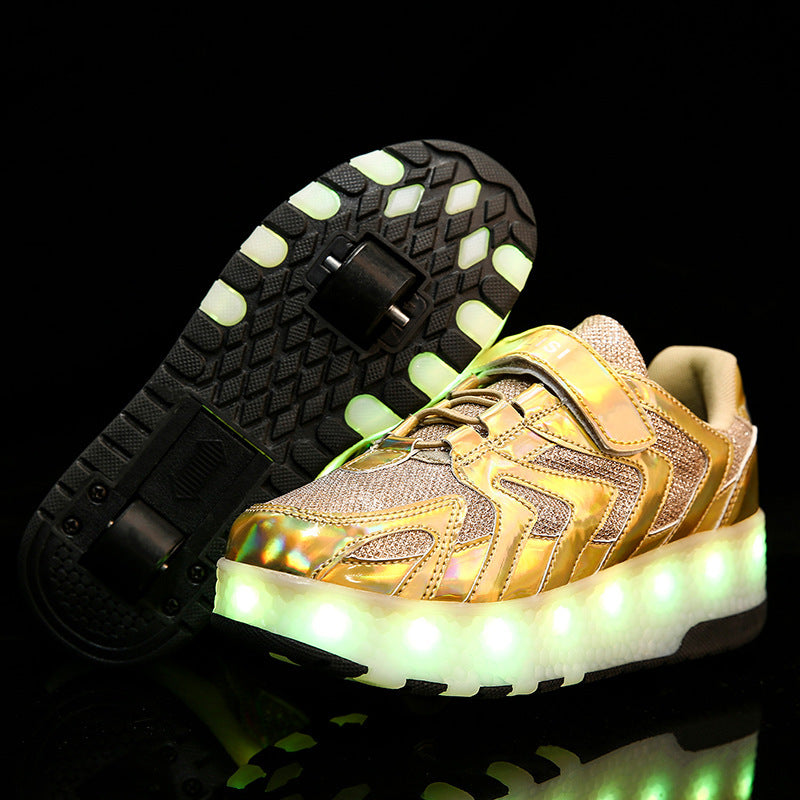 Two-Wheeled Heelys Charging Luminous Shoes