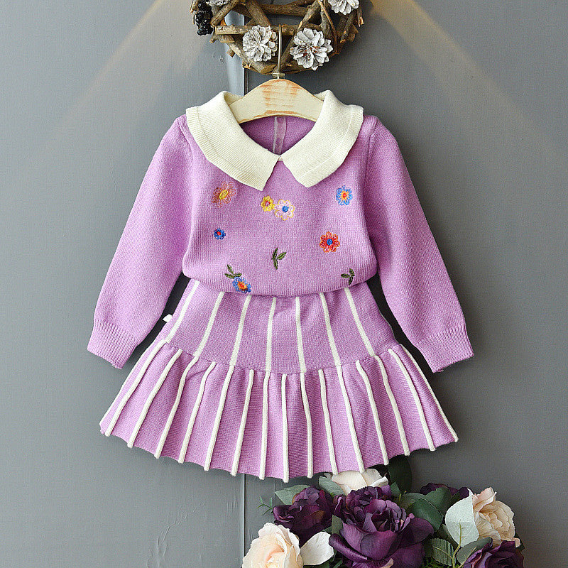 Two-Piece Cotton Skirt Suit For Toddlers