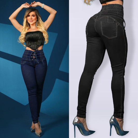 Women's High Waist Hip Lift Denim Trouser