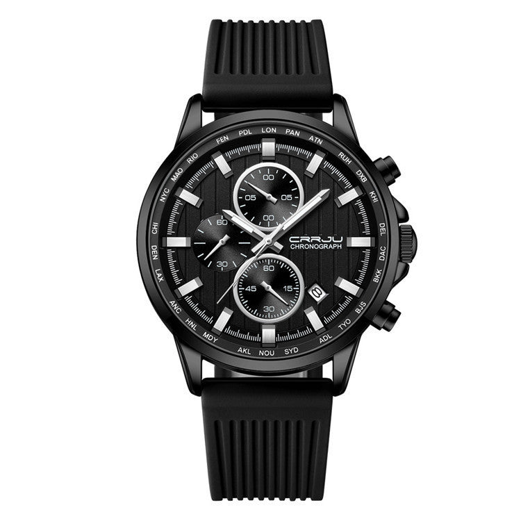 New Men's Silicone Strap Six-pin Casual Watch