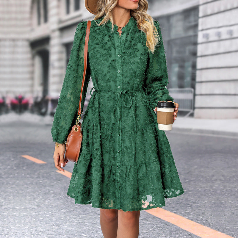 Lace-Tied Long Sleeve Dress