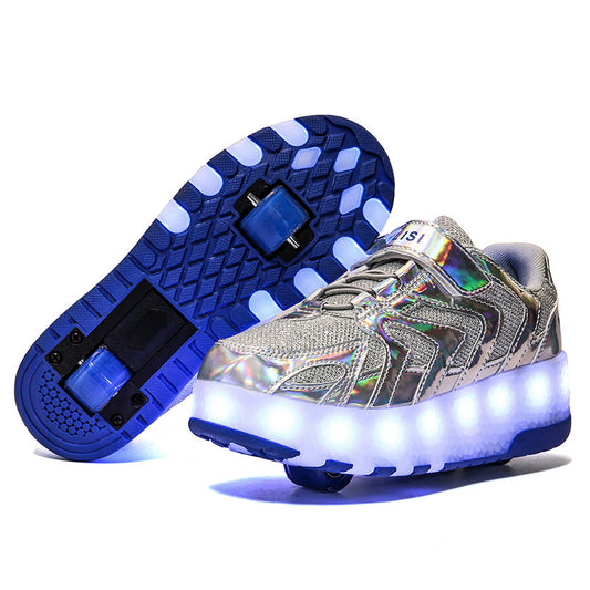 Two-Wheeled Heelys Charging Luminous Shoes