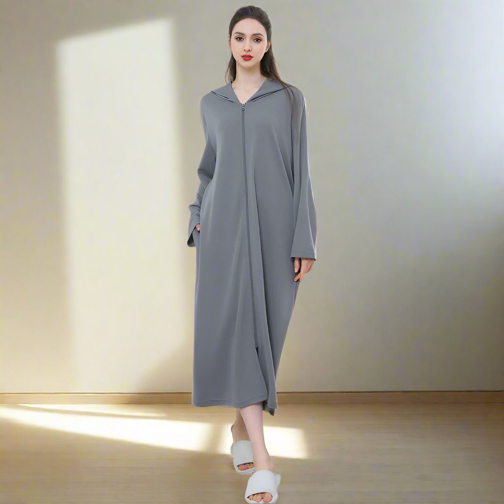 Zipper Bathrobe Couple Hooded Nightgown hoozimtyle.com