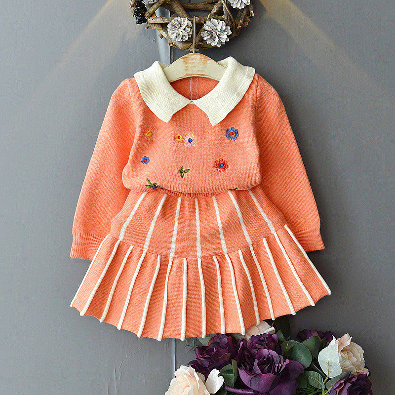 Two-Piece Cotton Skirt Suit For Toddlers