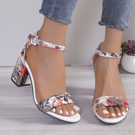 High Heel Ankle-strap Buckle Sandals