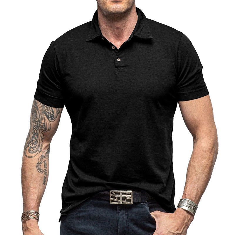 Men's Solid Color Short-sleeved Polo