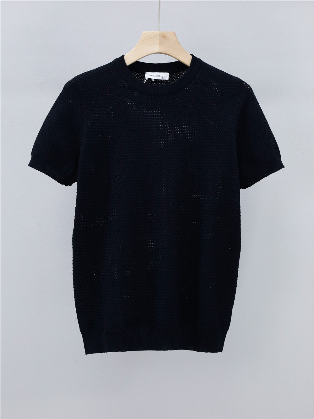 Men's Ice Silk Knitted Round Neck T-shirt