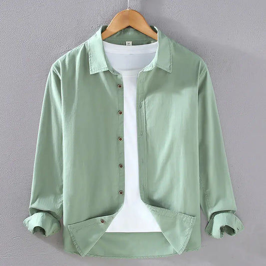 Casual Cotton Long Sleeve Shirt on hoozimstyle.com