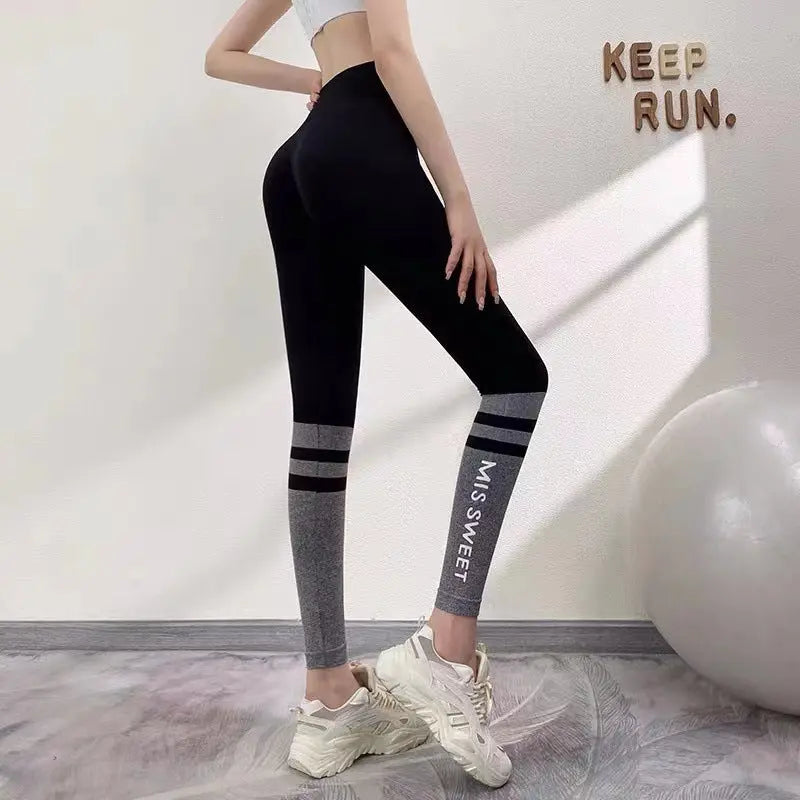 Letter Hip Fitness Training Pant Cropped Leggings Hoozim Style