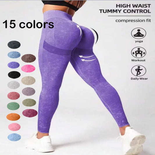 Matte Washed Seamless Yoga Hip Lift Fitness Pants Hoozim Style