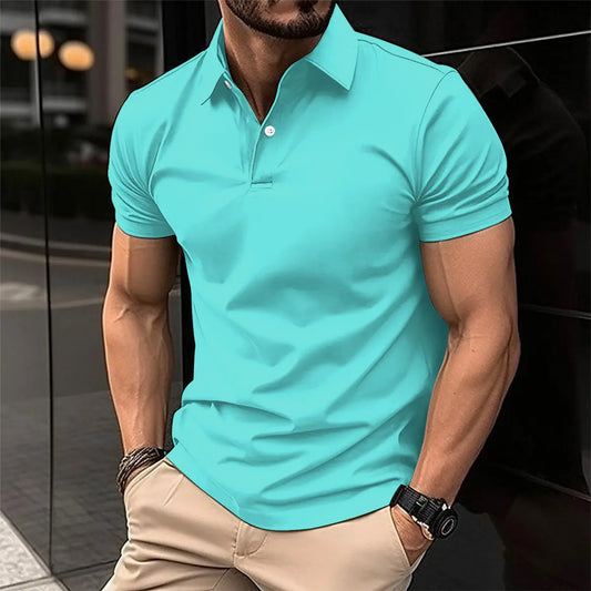 Men's Plain Short Sleeve Polo Hoozim Style