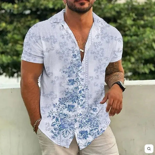 Men's Printed Fashion Short Sleeve Shirt Hoozim Style