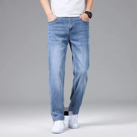 Men's Thin Loose Straight Ice Silk Jeans Hoozim Style