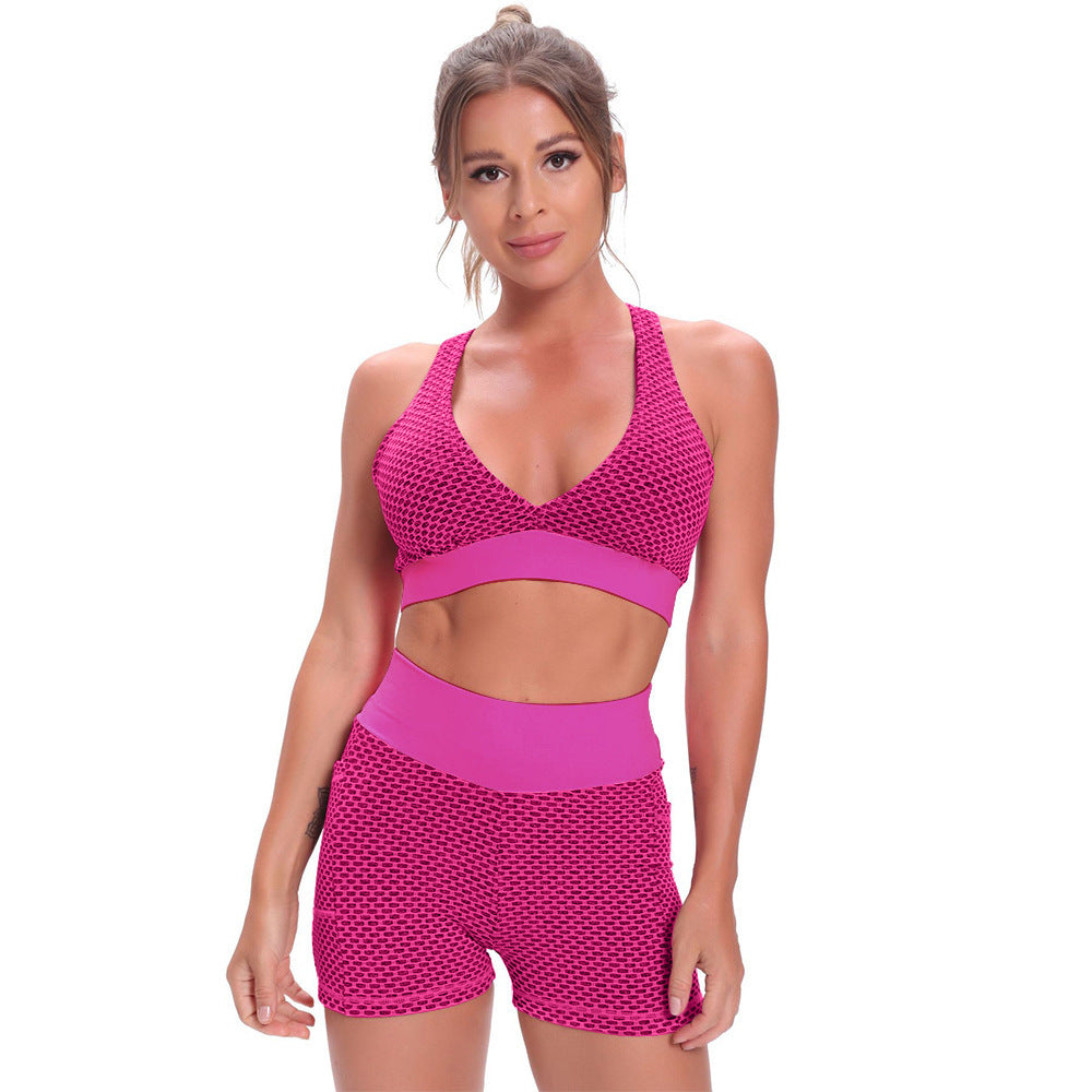 Women's Bra Top and Hip Lift Yoga Shorts Suit