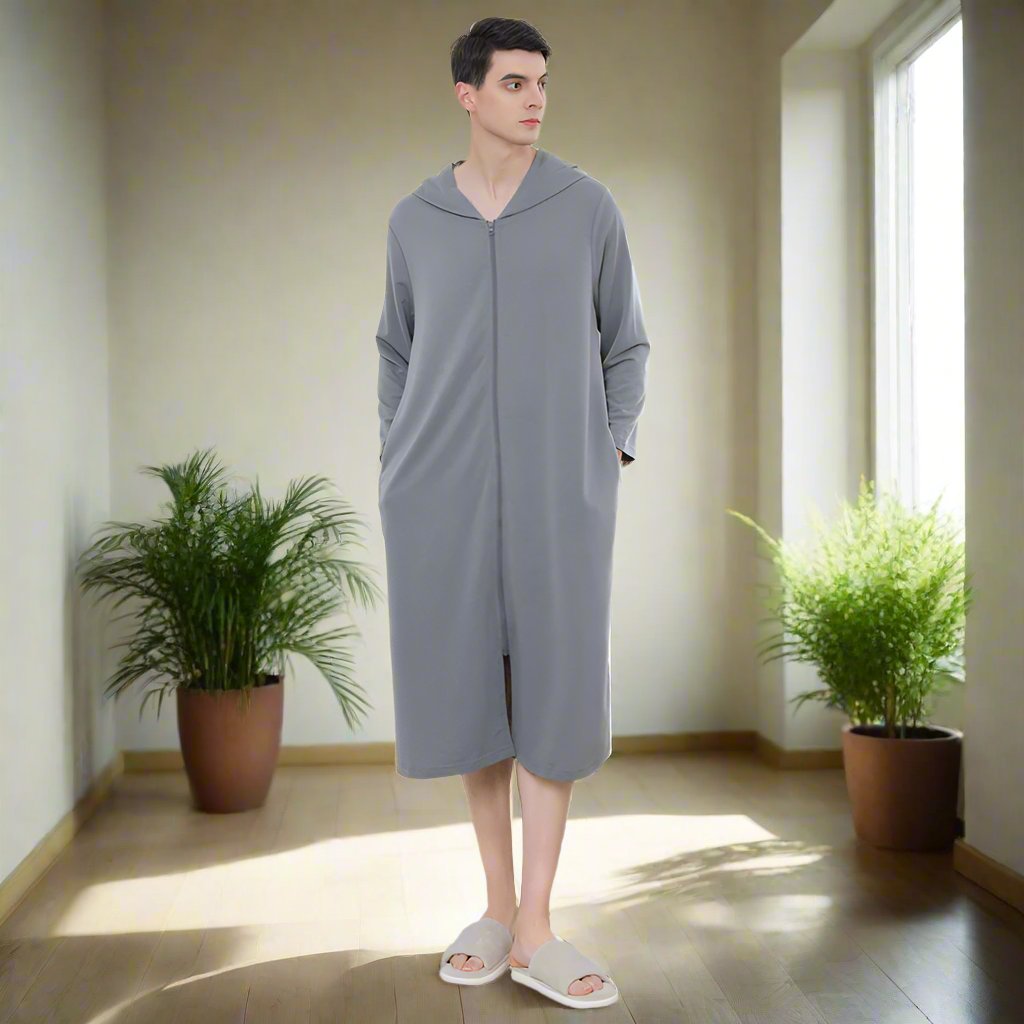 Zipper Bathrobe Couple Hooded Nightgown hoozimtyle.com