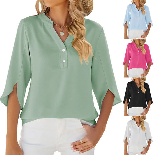 Simple Chiffon Shirt – Solid Colors Hoozim Style