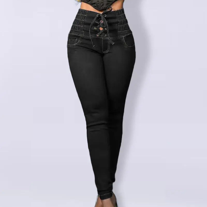 Women's High Waist Hip Lift Denim Trouser Hoozim Style