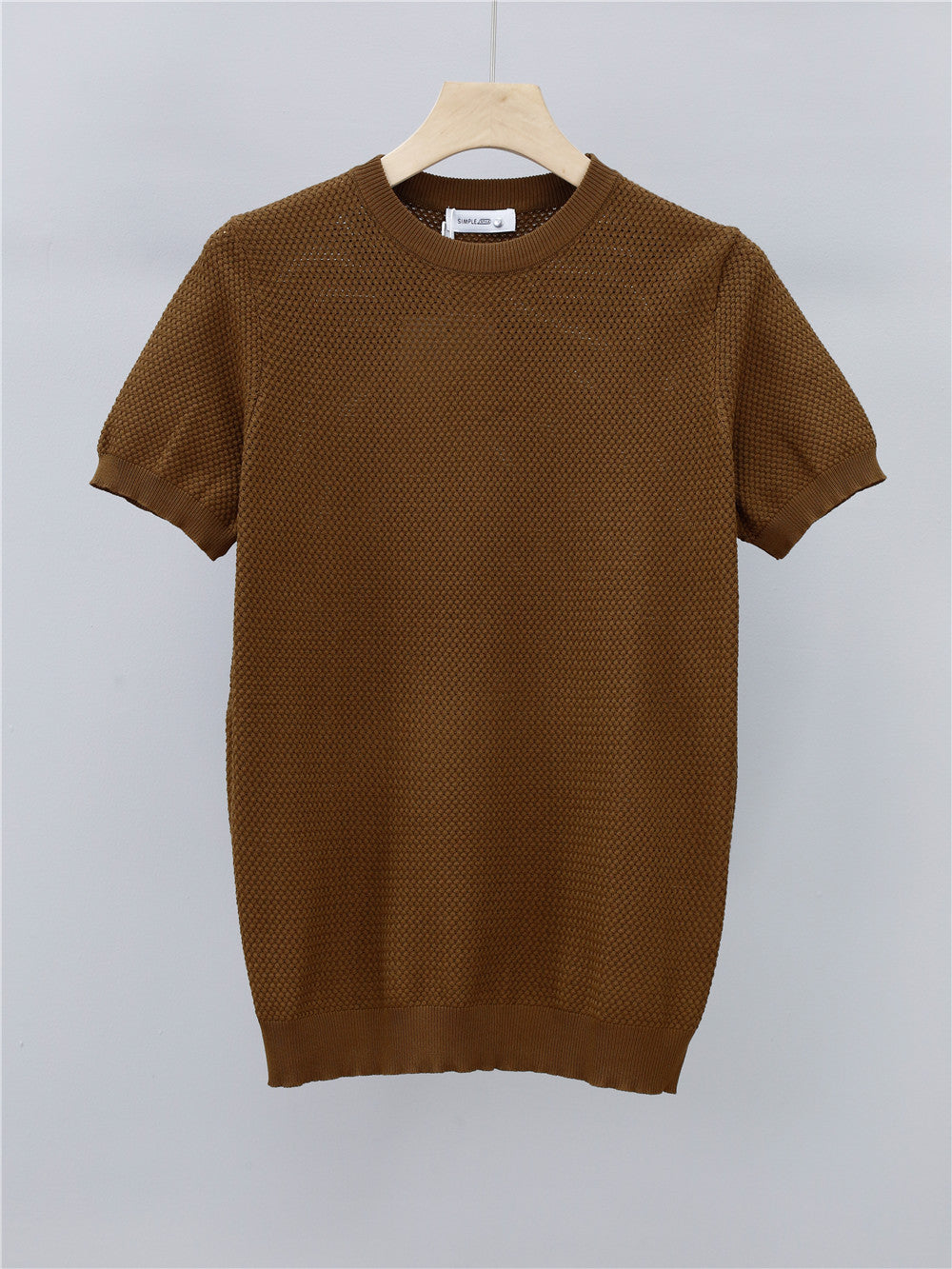 Men's Ice Silk Knitted Round Neck T-shirt