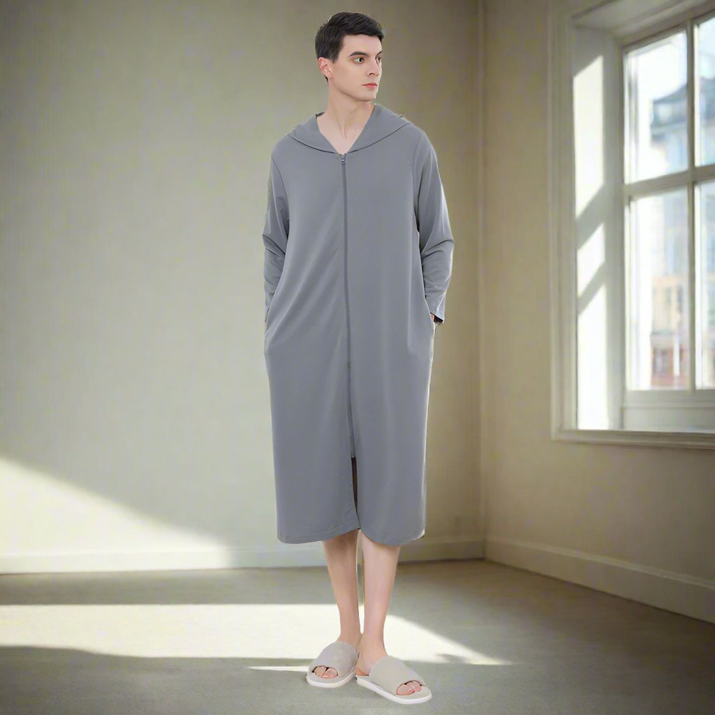 Zipper Bathrobe Couple Hooded Nightgown hoozimtyle.com