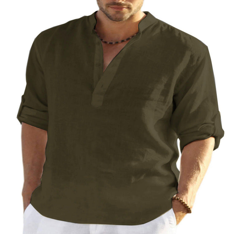 Men's Casual Stand Collar Loose Shirt