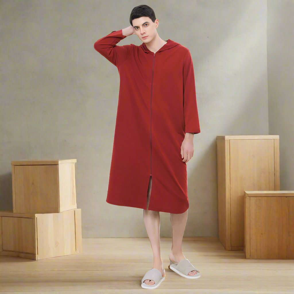 Zipper Bathrobe Couple Hooded Nightgown hoozimstyle.com