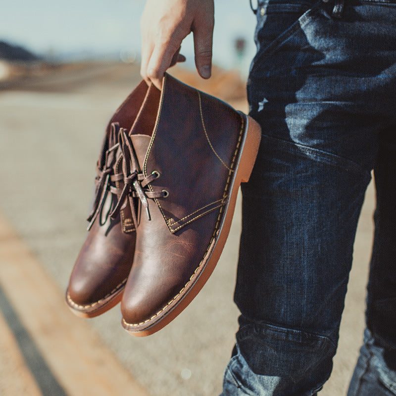 Men's Low Top Cowhide Boots