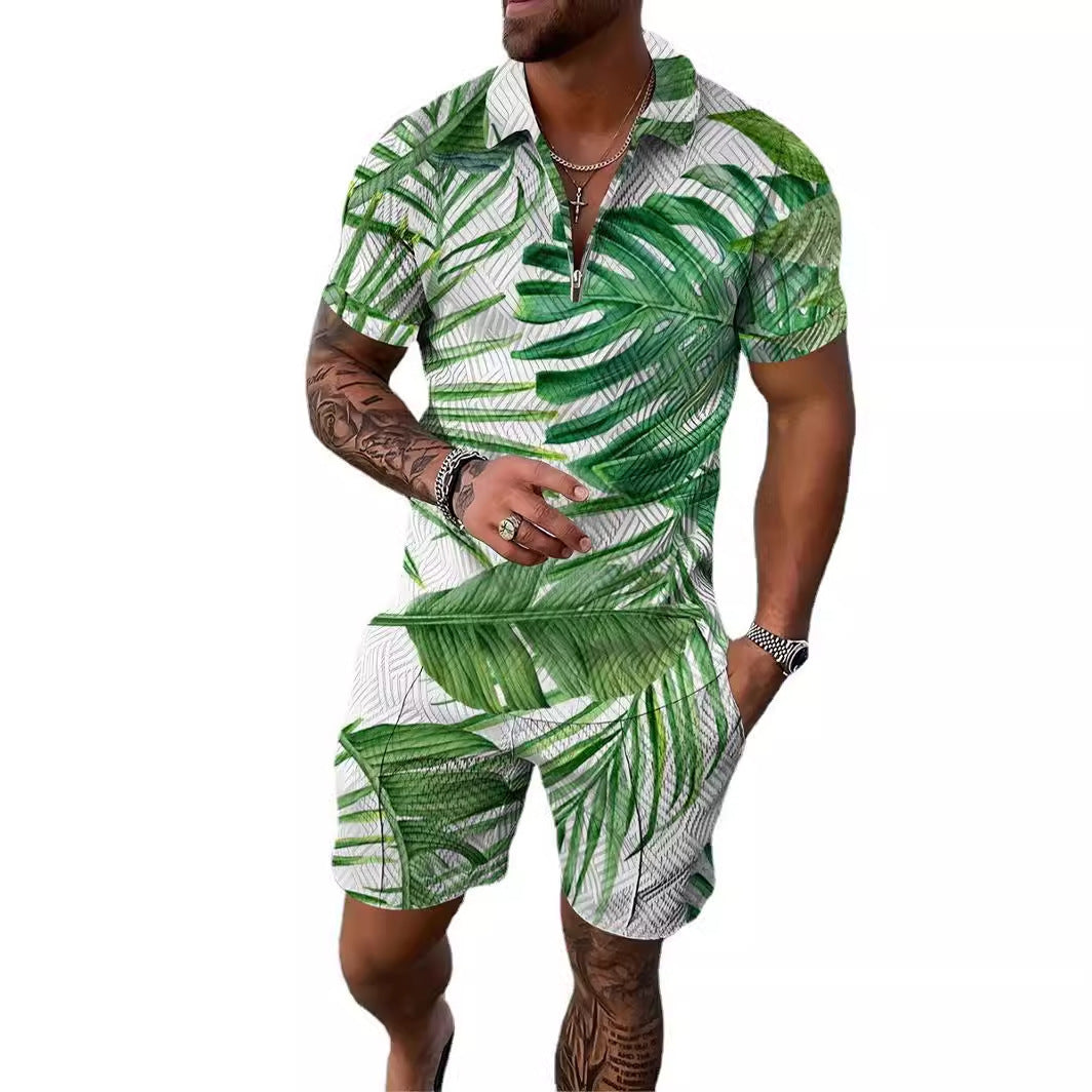 Men's Sports Casual Design T-shirt Shorts Set