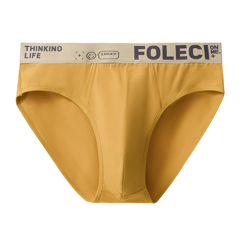 Men's Solid Color 3D Effect Text Briefs