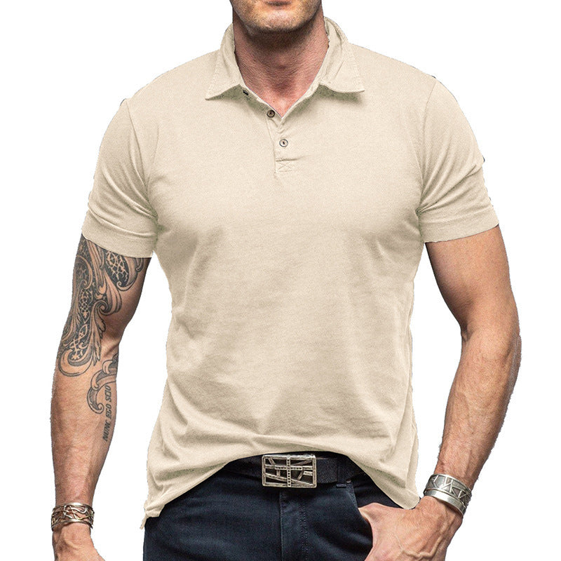 Men's Solid Color Short-sleeved Polo